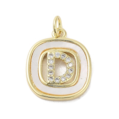 Rack Plating Brass Micro Pave Clear Cubic Zirconia Pendants KK-E102-33G-D-1
