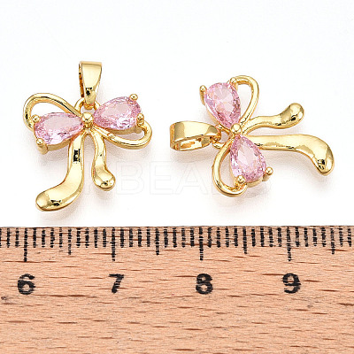 Brass Micro Pave Cubic Zirconia Pendants KK-N254-231G-1
