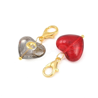 6Pcs Heart with Star Moon Sun Glass Pendant Decorations HJEW-JM03166-1