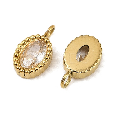 304 Stainless Steel Micro Pave Cubic Zirconia Charms STAS-K302-01E-G-1
