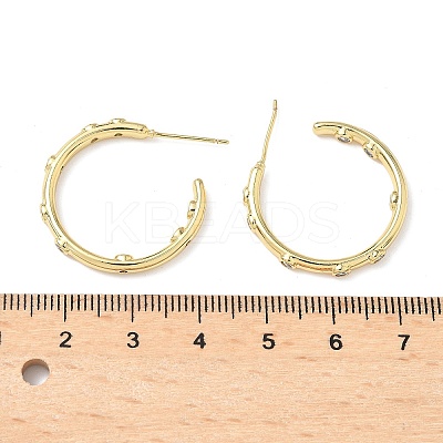 C-Shaped Brass Micro Pave Clear Cubic Zirconia Stud Earrings EJEW-A132-14G-1