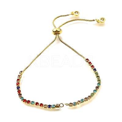 Adjustable Brass Colorful Cubic Zirconia Slider Bracelet Making KK-L230-15G-01-1
