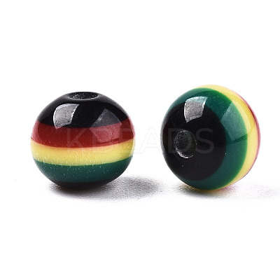 Ghana Jamaica Reggae Stripe Resin Beads RESI-N026-001B-01-1