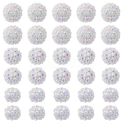30Pcs 3 Styles Acrylic & Resin with Rhinestone Round Beads OACR-PH0004-27-1