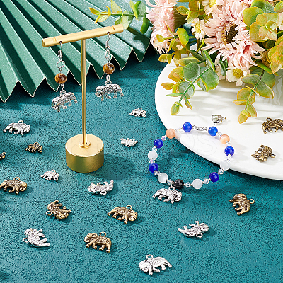 80Pcs 4 Style Tibetan Style Alloy Pendants TIBEP-AR0001-08-1