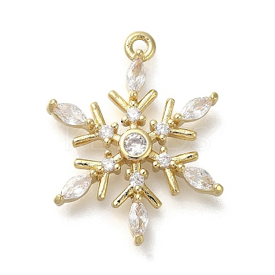 Rack Plating Brass Micro Pave Cubic Zirconia Pendants KK-M014-10B-G-1