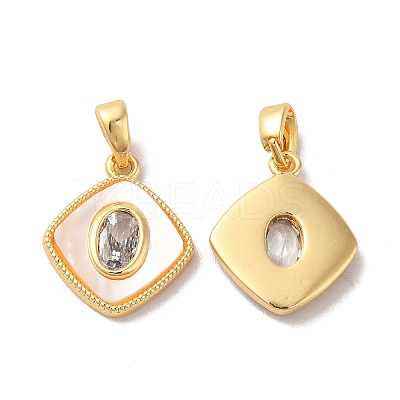 Brass Cubic Zirconia Pendants KK-M243-38G-1