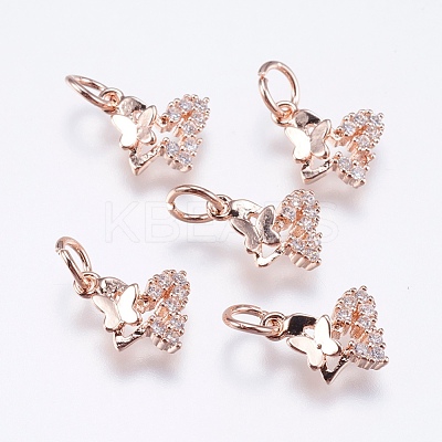 Brass Micro Pave Cubic Zirconia Charms RB-I077-08RG-RS-1