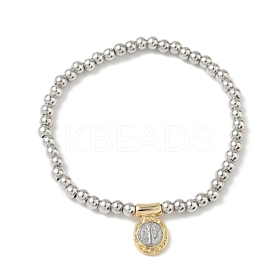 Brass Oval Charms Bracelets BJEW-B148-03A-03-1