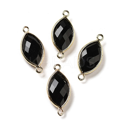 Natural Obsidian Faceted Connector Charms G-K347-03G-18-1