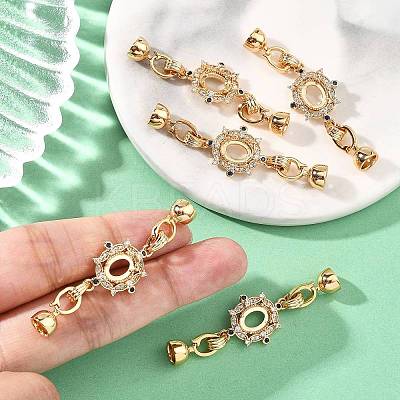 SHEGRACE Flower Brass Micro Pave Clear Cubic Zirconia Fold Over Clasps XGRQ58041-783G-1-1