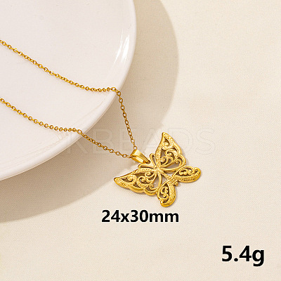 304 Stainless Steel Butterfly Pendant Necklaces CV0613-4-1