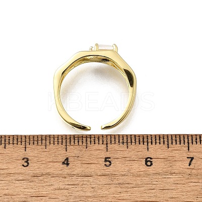 Square Brass Cat Eye Cuff Rings RJEW-G344-01G-01-1