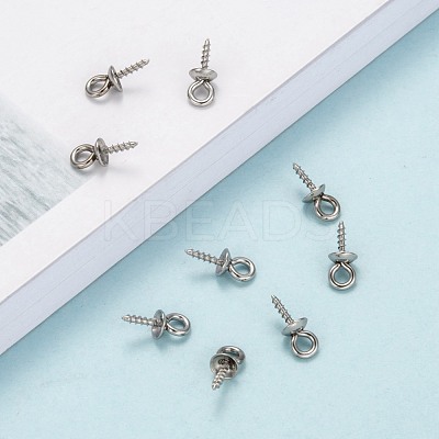 Non-Tarnish 304 Stainless Steel Screw Eye Pin Peg Bails X-STAS-E076-05-1