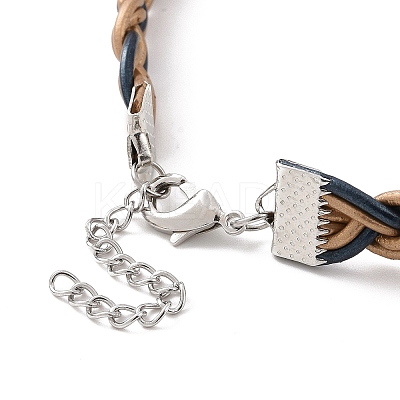 Cowhide Leather Braided Twist Rope Choker Necklace with Brass Clasp for Women NJEW-JN04167-1