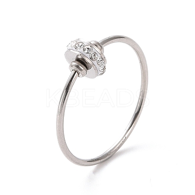 Crystal Rhinestone Flat Round Finger Ring RJEW-D120-22B-P-1