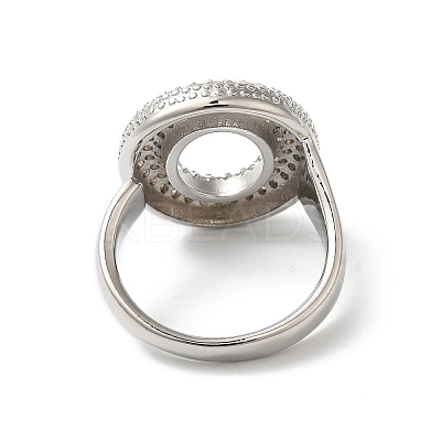 Letter Brass Micro Pave Clear Cubic Zirconia Open Cuff Ring for Women RJEW-N046-03O-P-1