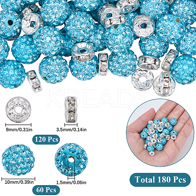 DIY Round Polymer Clay Rhinestone & Rhinestone Rondelle Spacer Beads Jewelry Making Findings Kits DIY-SC0027-50C-1