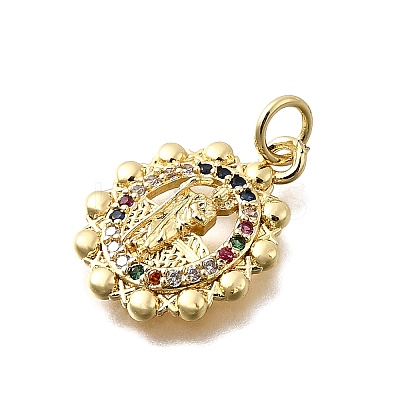 Brass Micro Pave Cubic Zirconia Pendants KK-P336-04F-G-1