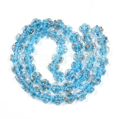 Luminous Handmade Gold Foil Glass Beads Strands FOIL-N029-01G-1