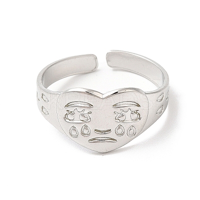 Non-Tarnish 304 Stainless Steel Cuff Finger Rings RJEW-L107-014P-1