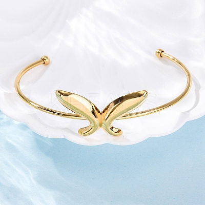 304 Stainless Steel Cuff Bangles for Women BJEW-F491-01G-01-1
