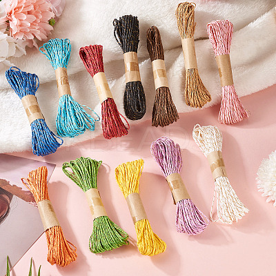 12 Rolls 12 Colors Twisted Straw Paper Cords OCOR-TA0002-96-1