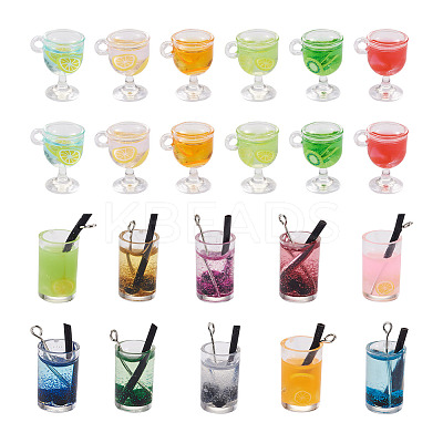 64Pcs 16 Style Imitation Juice Draft Beer Resin Pendants CRES-PJ0001-02-1