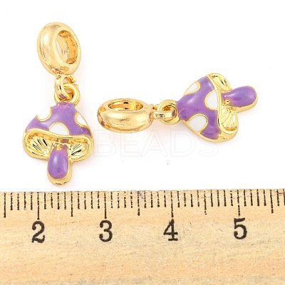 Rack Plating Alloy Enamel Mushroom European Dangle Charms FIND-B034-18G-01-1