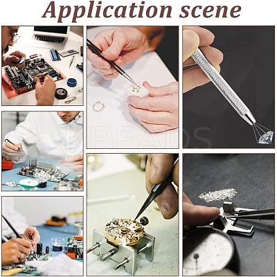 4Pcs 4 Style Stainless Steel Tweezers & 4-Claw Pick up Tool for Small Parts Pickup STAS-UN0039-16-1