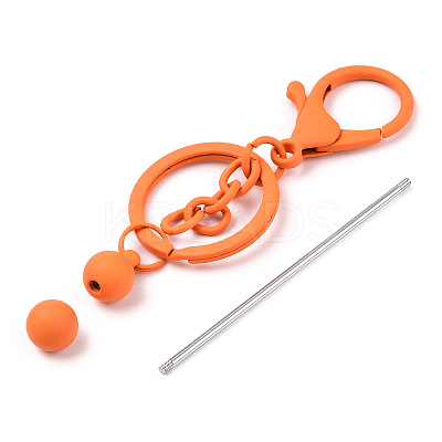 Spray Painted Alloy Bar Beadable Keychain for Jewelry Making DIY Crafts KEYC-A011-02I-1