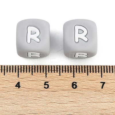 20Pcs Grey Cube Letter Silicone Beads 12x12x12mm Square Dice Alphabet Beads with 2mm Hole Spacer Loose Letter Beads for Bracelet Necklace Jewelry Making JX436R-1