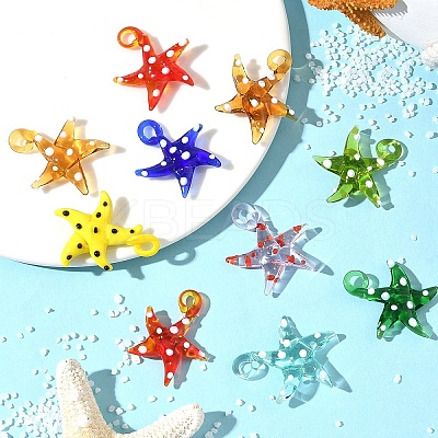 5Pcs Handmade Lampwork Pendants LAMP-YW0001-85-1