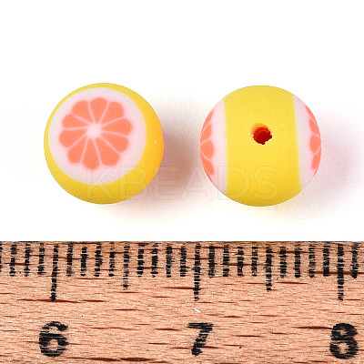 Fruits Theme Handmade Polymer Clay Beads X-CLAY-T022-04G-1