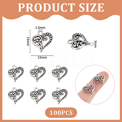 100Pcs Tibetan Style Filigree Alloy Heart Charms FIND-UN0015-59-1