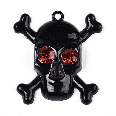 Baking Paint Alloy Rhinestone Pendants PALLOY-N176-109B-1
