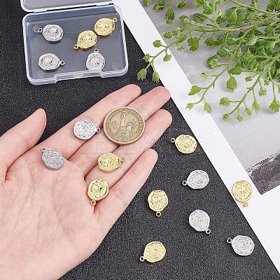 16Pcs 2 Colors 304 Stainless Steel Pendants STAS-UN0038-31-1