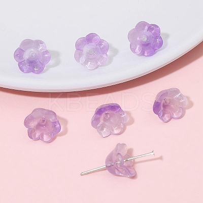 10Pcs Gradient Color Transparent Glass Bead Caps PW-WG464DA-07-1
