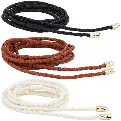 6Pcs 3 Colors Imitation Leather Braided Chain Belt AJEW-CP0008-16-1