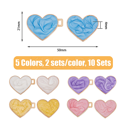 10 Sets 5 Colors Heart Alloy Adjustable Jean Button Pins DIY-FG0004-95-1
