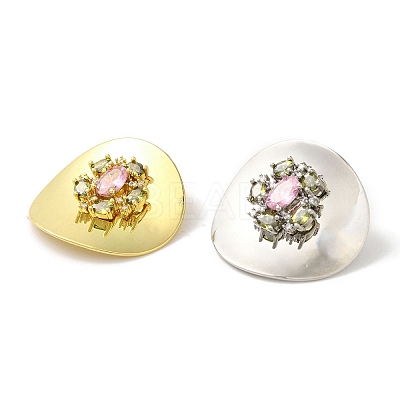 Rack Plating Brass Micro Pave Clear Cubic Zirconia Stud Earrings EJEW-B062-08B-PG-1