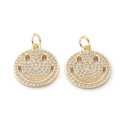 Brass Micro Pave Clear Cubic Zirconia Pendants ZIRC-Z014-08G-1