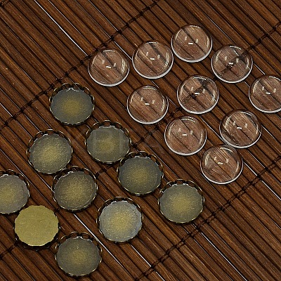 12mm Clear Domed Glass Cabochon Cover for Flat Round DIY Photo Brass Cabochon Making DIY-X0104-AB-NF-1