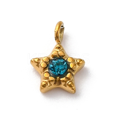 304 Stainless Steel Rhinestone Charms STAS-I331-26G-1