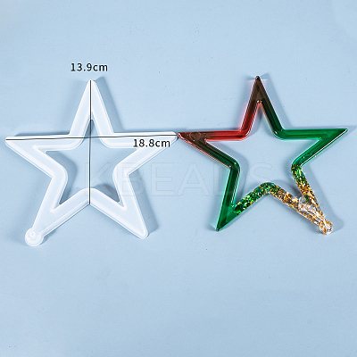 Christmas Hollow Star DIY Pendant Silicone Molds DIY-I034-07-1