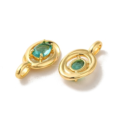 Brass Micro Pave Dark Cyan Cubic Zirconia Pendants KK-H461-02G-1