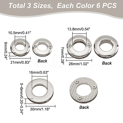 18Pcs 3 Style Alloy Grommet Eyelet Findings FIND-WR0006-18P-1