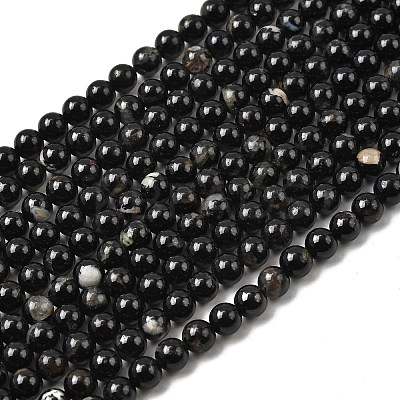 Natural Black Tourmaline Beads Strands G-F666-05-6mm-1