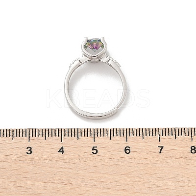 Rhodium Plated 925 Sterling Silver Moissanite Adjustable Rings for Women RJEW-U038-07P-1