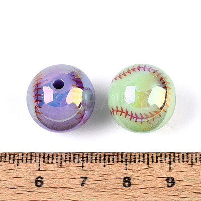 Sports UV Plating Opaque Acrylic Beads PACR-N016-03-1